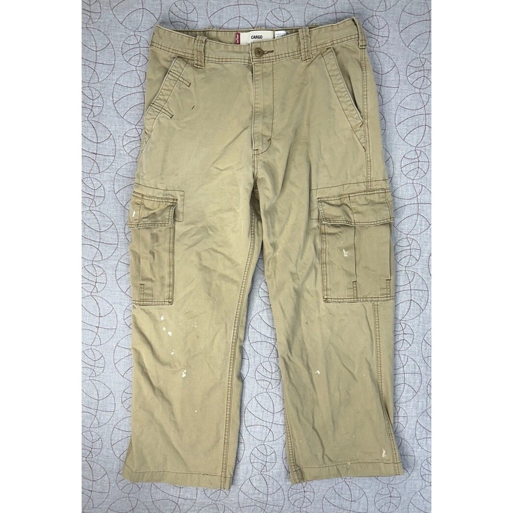 Y2K Levi’s Cargo Pants Cotton Chino Baggy Skater Wear Paint Stains / Men’s 34x32